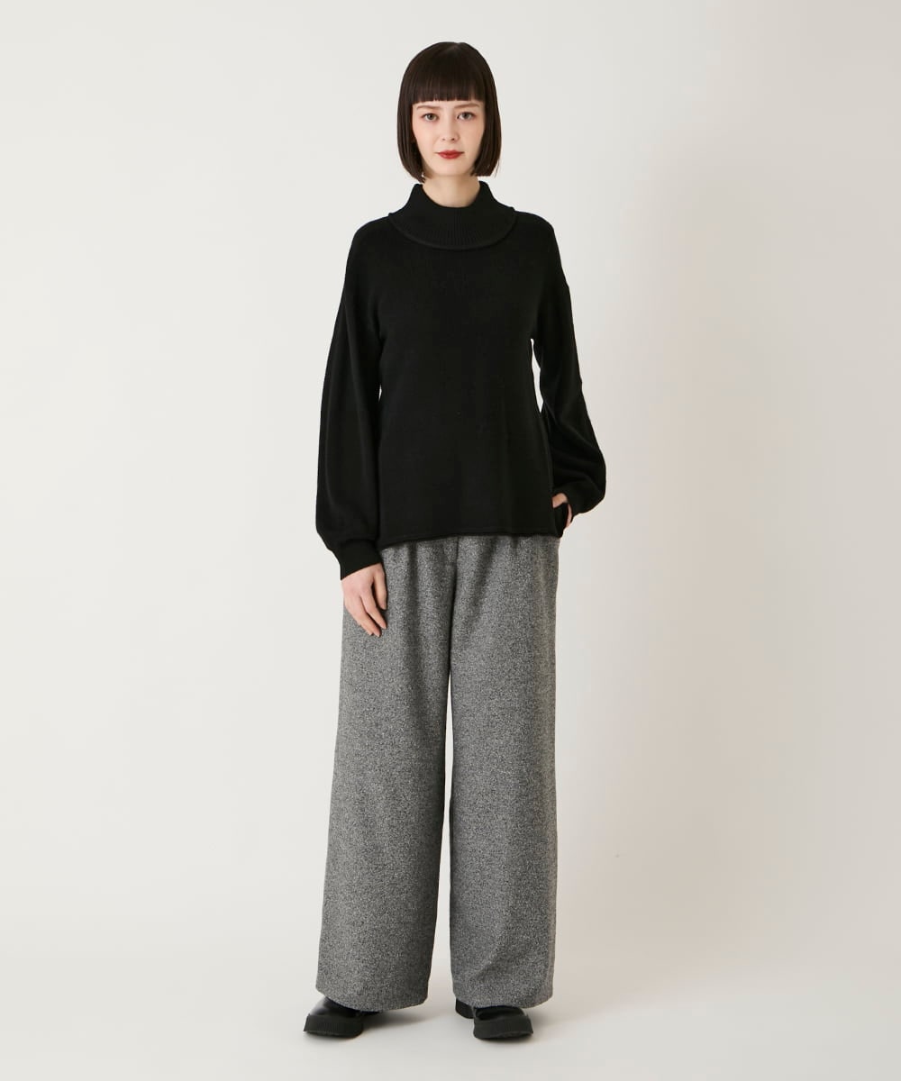 R6FAE47230 HIROKO BIS(小さいサイズ)(メゾン ドゥ サンク) 【小さいサイズ】リブネックデザインウールニットプルオーバー レッド