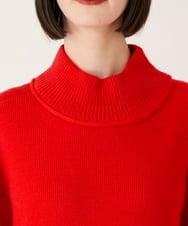 R6FAE47230 HIROKO BIS(小さいサイズ)(メゾン ドゥ サンク) 【小さいサイズ】リブネックデザインウールニットプルオーバー レッド