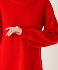 R6FAE47230 HIROKO BIS(小さいサイズ)(メゾン ドゥ サンク) 【小さいサイズ】リブネックデザインウールニットプルオーバー レッド