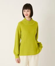 R6FAE47230 HIROKO BIS(小さいサイズ)(メゾン ドゥ サンク) 【小さいサイズ】リブネックデザインウールニットプルオーバー レッド