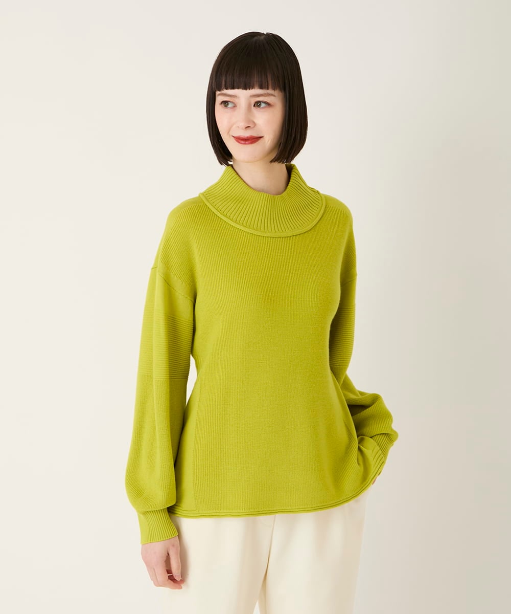 R6FAE47230 HIROKO BIS(小さいサイズ)(メゾン ドゥ サンク) 【小さいサイズ】リブネックデザインウールニットプルオーバー レッド