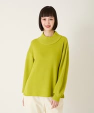 R6FAE47230 HIROKO BIS(小さいサイズ)(メゾン ドゥ サンク) 【小さいサイズ】リブネックデザインウールニットプルオーバー ライトイエロー