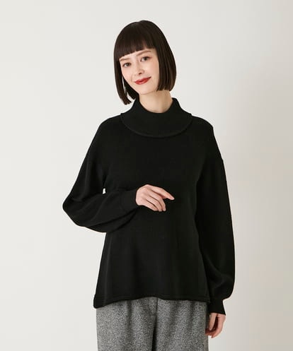 R6FAE47230 HIROKO BIS(小さいサイズ) 【小さいサイズ】リブネックデザインウールニットプルオーバー