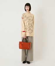 R6FAE50330 HIROKO BIS(小さいサイズ)(メゾン ドゥ サンク) 【小さいサイズ】ニュアンス刺繍アクセントニットプルオーバー ベージュ