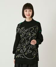 R6FAE50330 HIROKO BIS(小さいサイズ)(メゾン ドゥ サンク) 【小さいサイズ】ニュアンス刺繍アクセントニットプルオーバー ベージュ