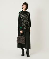 R6FAE50330 HIROKO BIS(小さいサイズ)(メゾン ドゥ サンク) 【小さいサイズ】ニュアンス刺繍アクセントニットプルオーバー ベージュ