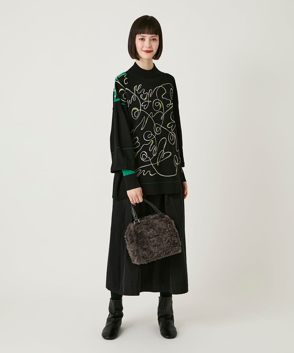 R6FAE50330 HIROKO BIS(小さいサイズ)(メゾン ドゥ サンク) 【小さいサイズ】ニュアンス刺繍アクセントニットプルオーバー ベージュ