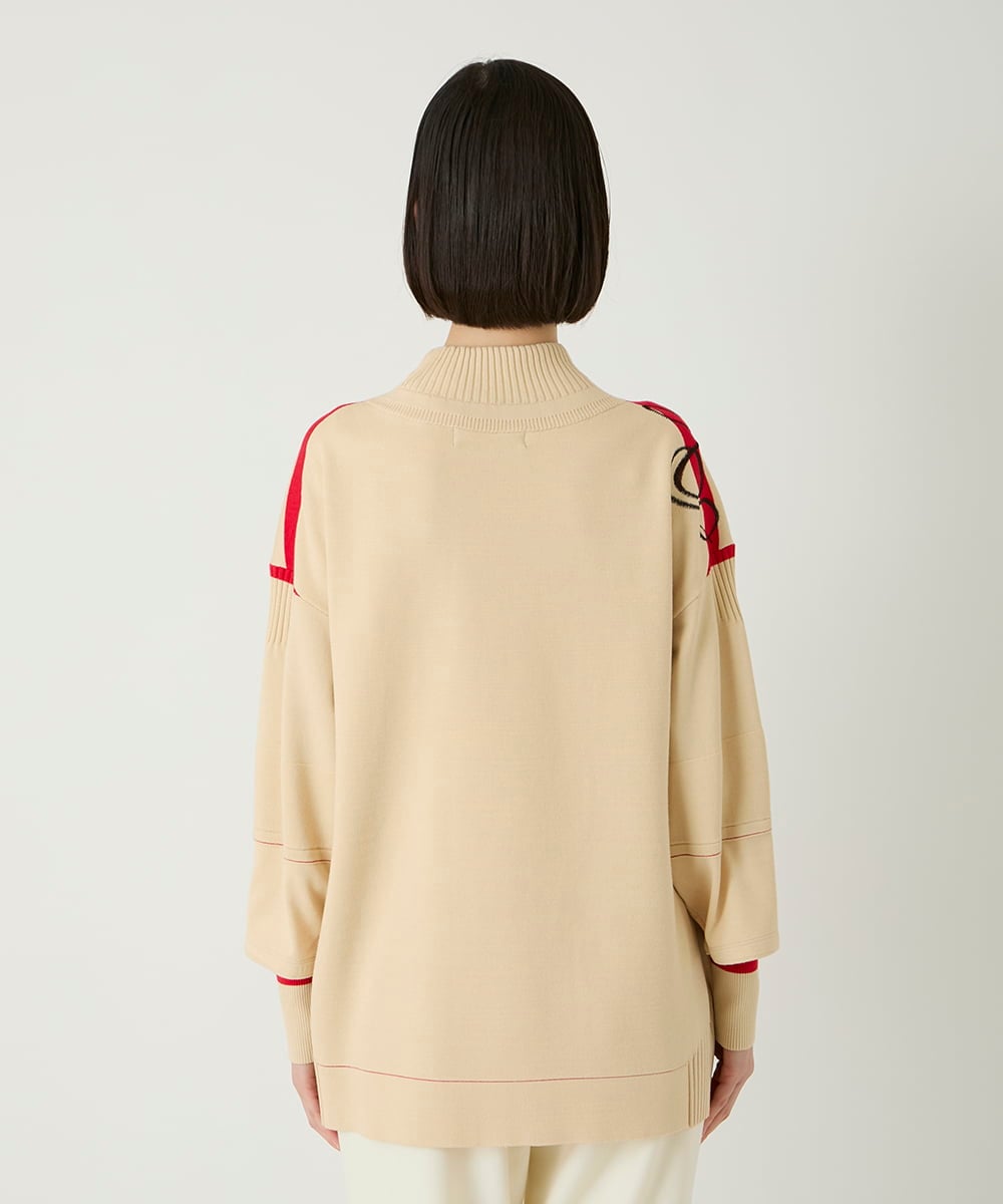 R6FAE50330 HIROKO BIS(小さいサイズ)(メゾン ドゥ サンク) 【小さいサイズ】ニュアンス刺繍アクセントニットプルオーバー ベージュ