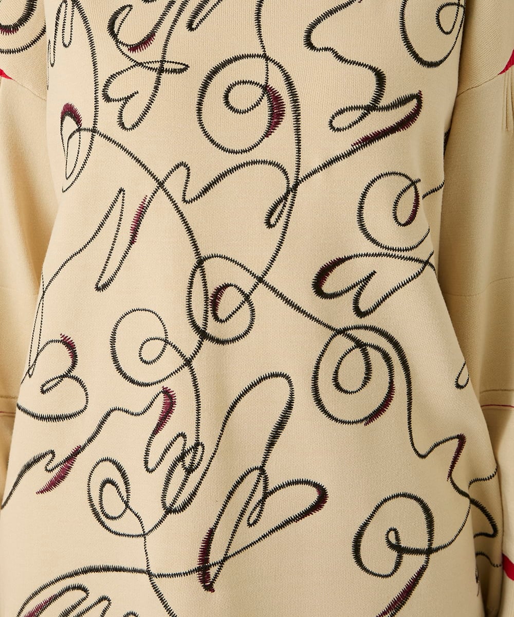 R6FAE50330 HIROKO BIS(小さいサイズ)(メゾン ドゥ サンク) 【小さいサイズ】ニュアンス刺繍アクセントニットプルオーバー ベージュ