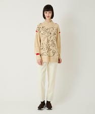 R6FAE50330 HIROKO BIS(小さいサイズ)(メゾン ドゥ サンク) 【小さいサイズ】ニュアンス刺繍アクセントニットプルオーバー ベージュ