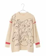 R6FAE50330 HIROKO BIS(小さいサイズ)(メゾン ドゥ サンク) 【小さいサイズ】ニュアンス刺繍アクセントニットプルオーバー ベージュ