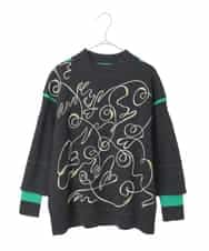 R6FAE50330 HIROKO BIS(小さいサイズ)(メゾン ドゥ サンク) 【小さいサイズ】ニュアンス刺繍アクセントニットプルオーバー ブラック