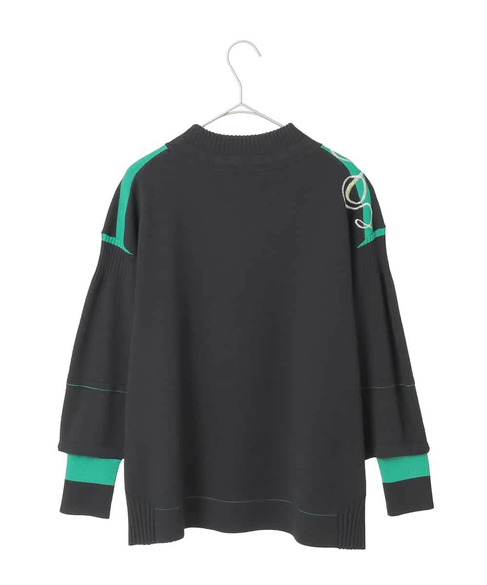 R6FAE50330 HIROKO BIS(小さいサイズ)(メゾン ドゥ サンク) 【小さいサイズ】ニュアンス刺繍アクセントニットプルオーバー ブラック