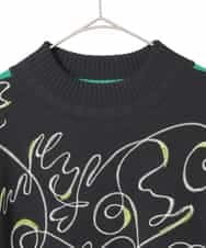 R6FAE50330 HIROKO BIS(小さいサイズ)(メゾン ドゥ サンク) 【小さいサイズ】ニュアンス刺繍アクセントニットプルオーバー ブラック