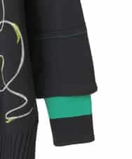 R6FAE50330 HIROKO BIS(小さいサイズ)(メゾン ドゥ サンク) 【小さいサイズ】ニュアンス刺繍アクセントニットプルオーバー ブラック