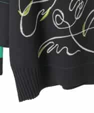 R6FAE50330 HIROKO BIS(小さいサイズ)(メゾン ドゥ サンク) 【小さいサイズ】ニュアンス刺繍アクセントニットプルオーバー ブラック