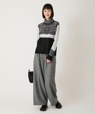 R6FAE55290 HIROKO BIS(小さいサイズ)(メゾン ドゥ サンク) 【小さいサイズ】チェックアクセントタートルネックニット ブラック