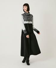 R6FAE55290 HIROKO BIS(小さいサイズ)(メゾン ドゥ サンク) 【小さいサイズ】チェックアクセントタートルネックニット ブラック