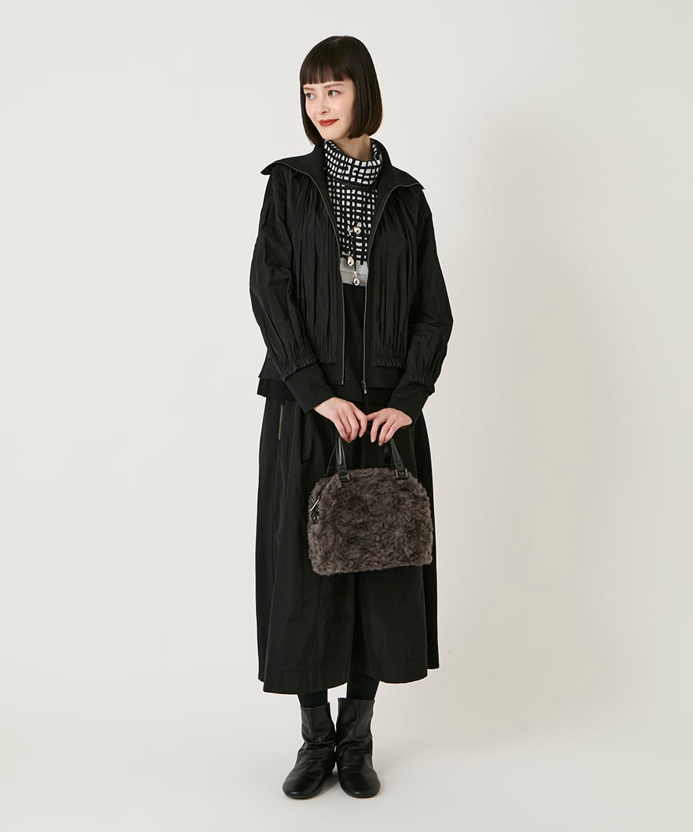 R6FAE55290 HIROKO BIS(小さいサイズ)(メゾン ドゥ サンク) 【小さいサイズ】チェックアクセントタートルネックニット ブラック