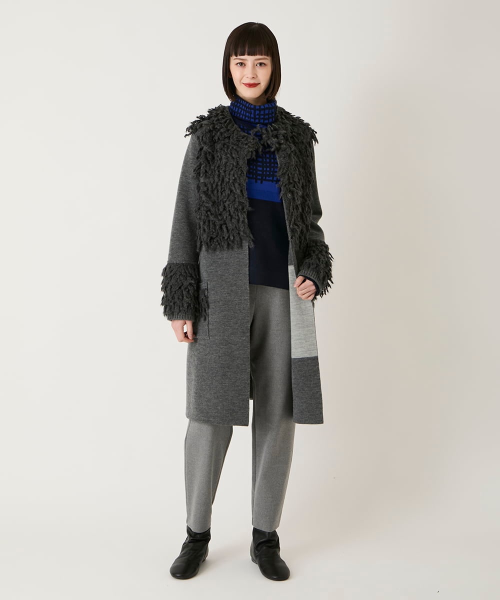 R6FAE55290 HIROKO BIS(小さいサイズ)(メゾン ドゥ サンク) 【小さいサイズ】チェックアクセントタートルネックニット ブラック