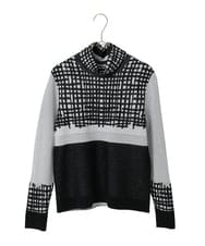 R6FAE55290 HIROKO BIS(小さいサイズ)(メゾン ドゥ サンク) 【小さいサイズ】チェックアクセントタートルネックニット ブラック