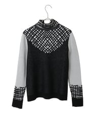 R6FAE55290 HIROKO BIS(小さいサイズ)(メゾン ドゥ サンク) 【小さいサイズ】チェックアクセントタートルネックニット ブラック