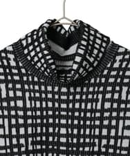 R6FAE55290 HIROKO BIS(小さいサイズ)(メゾン ドゥ サンク) 【小さいサイズ】チェックアクセントタートルネックニット ブラック