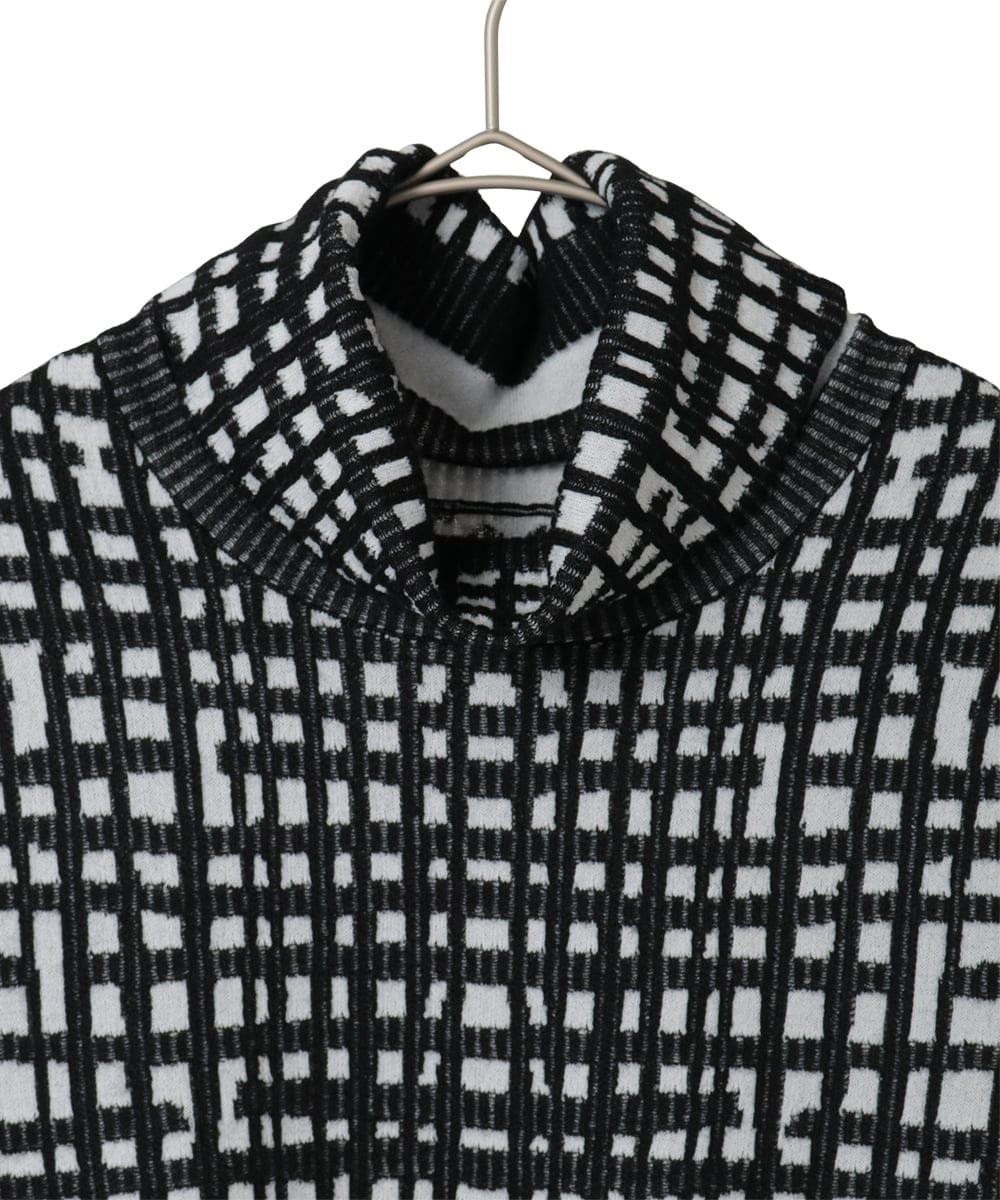 R6FAE55290 HIROKO BIS(小さいサイズ)(メゾン ドゥ サンク) 【小さいサイズ】チェックアクセントタートルネックニット ブラック