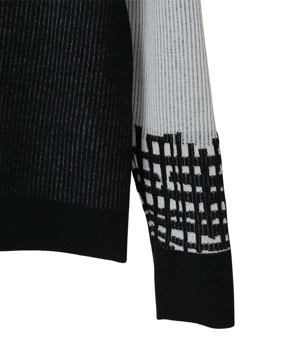 R6FAE55290 HIROKO BIS(小さいサイズ)(メゾン ドゥ サンク) 【小さいサイズ】チェックアクセントタートルネックニット ブラック