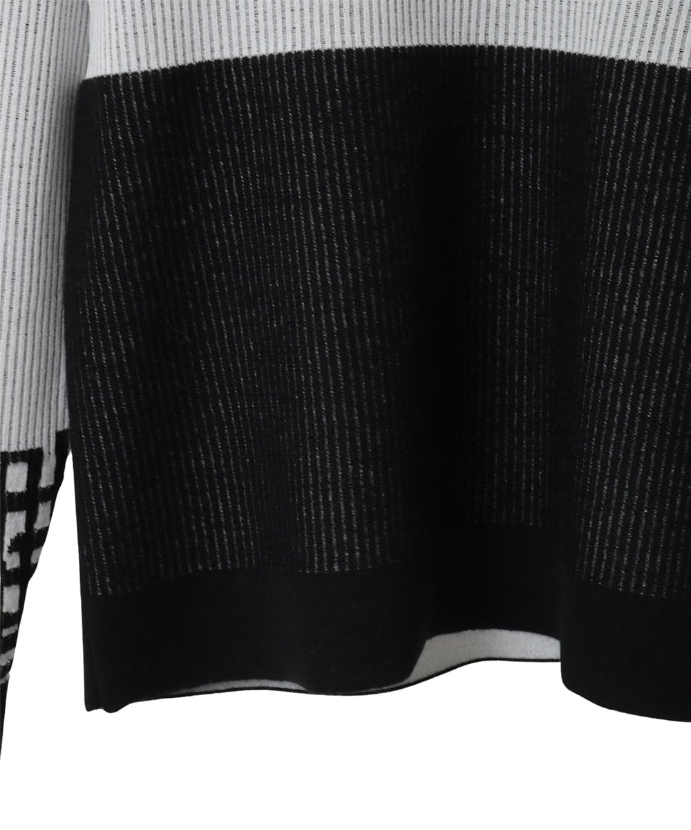 R6FAE55290 HIROKO BIS(小さいサイズ)(メゾン ドゥ サンク) 【小さいサイズ】チェックアクセントタートルネックニット ブラック