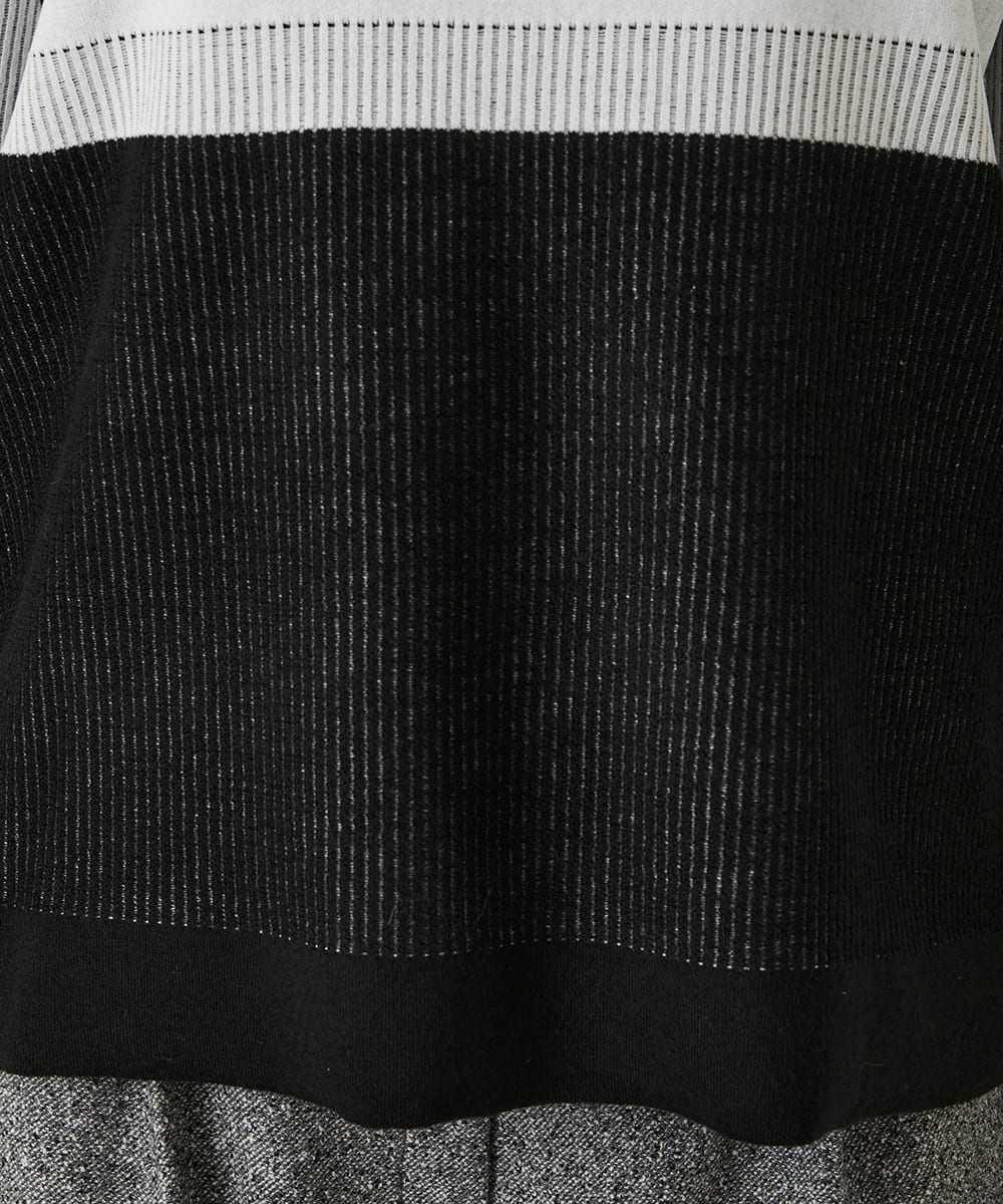 R6FAE55290 HIROKO BIS(小さいサイズ)(メゾン ドゥ サンク) 【小さいサイズ】チェックアクセントタートルネックニット ブラック