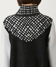 R6FAE55290 HIROKO BIS(小さいサイズ)(メゾン ドゥ サンク) 【小さいサイズ】チェックアクセントタートルネックニット ブラック