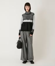 R6FAE55290 HIROKO BIS(小さいサイズ)(メゾン ドゥ サンク) 【小さいサイズ】チェックアクセントタートルネックニット ブラック