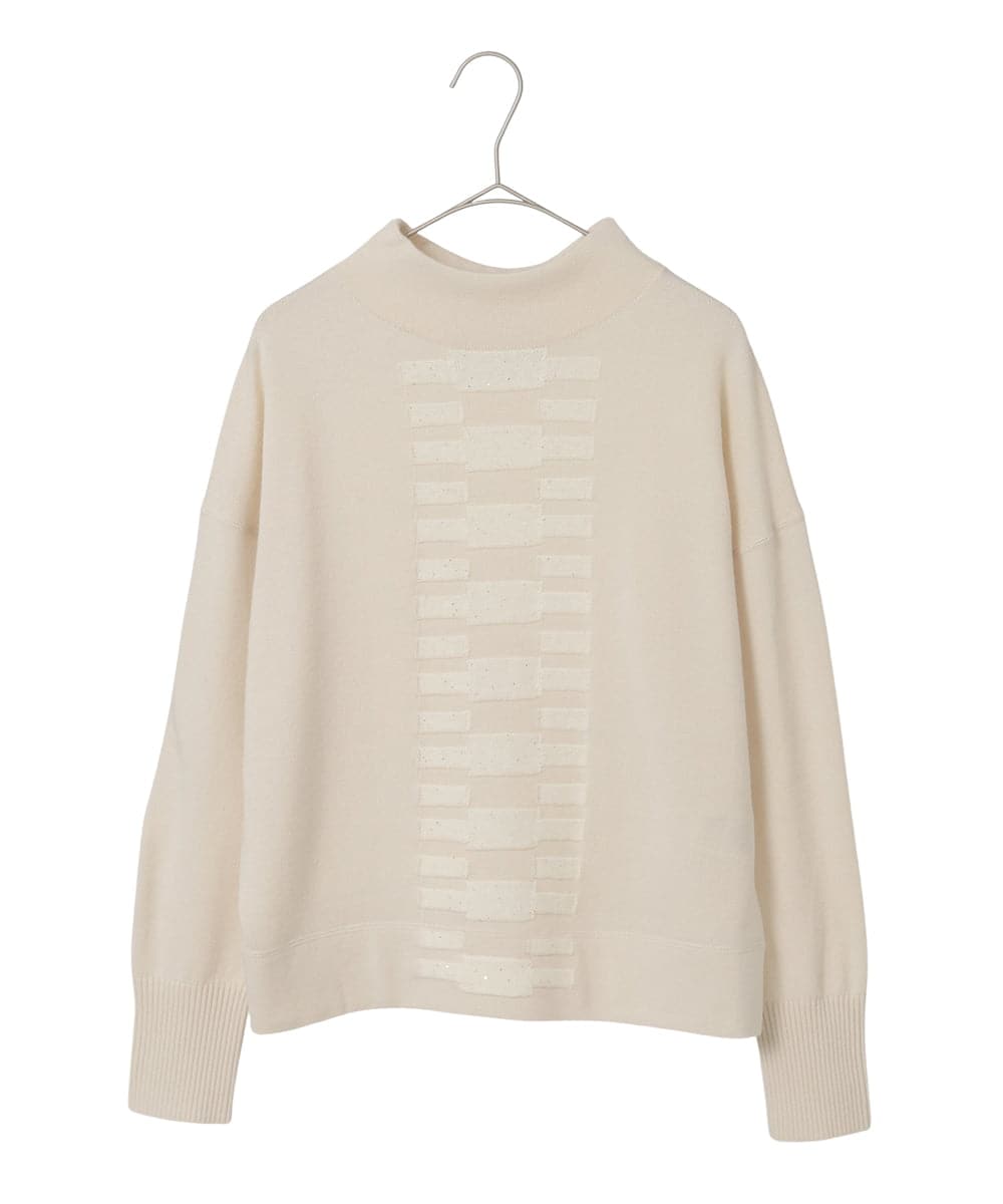 R6FAF66260 HIROKO BIS(小さいサイズ)(メゾン ドゥ サンク) 【小さいサイズ】幾何柄モチーフスパンコールニットプルオーバー グレー