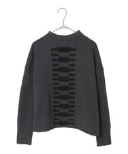 R6FAF66260 HIROKO BIS(小さいサイズ)(メゾン ドゥ サンク) 【小さいサイズ】幾何柄モチーフスパンコールニットプルオーバー グレー