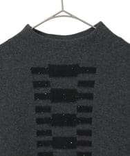 R6FAF66260 HIROKO BIS(小さいサイズ)(メゾン ドゥ サンク) 【小さいサイズ】幾何柄モチーフスパンコールニットプルオーバー グレー