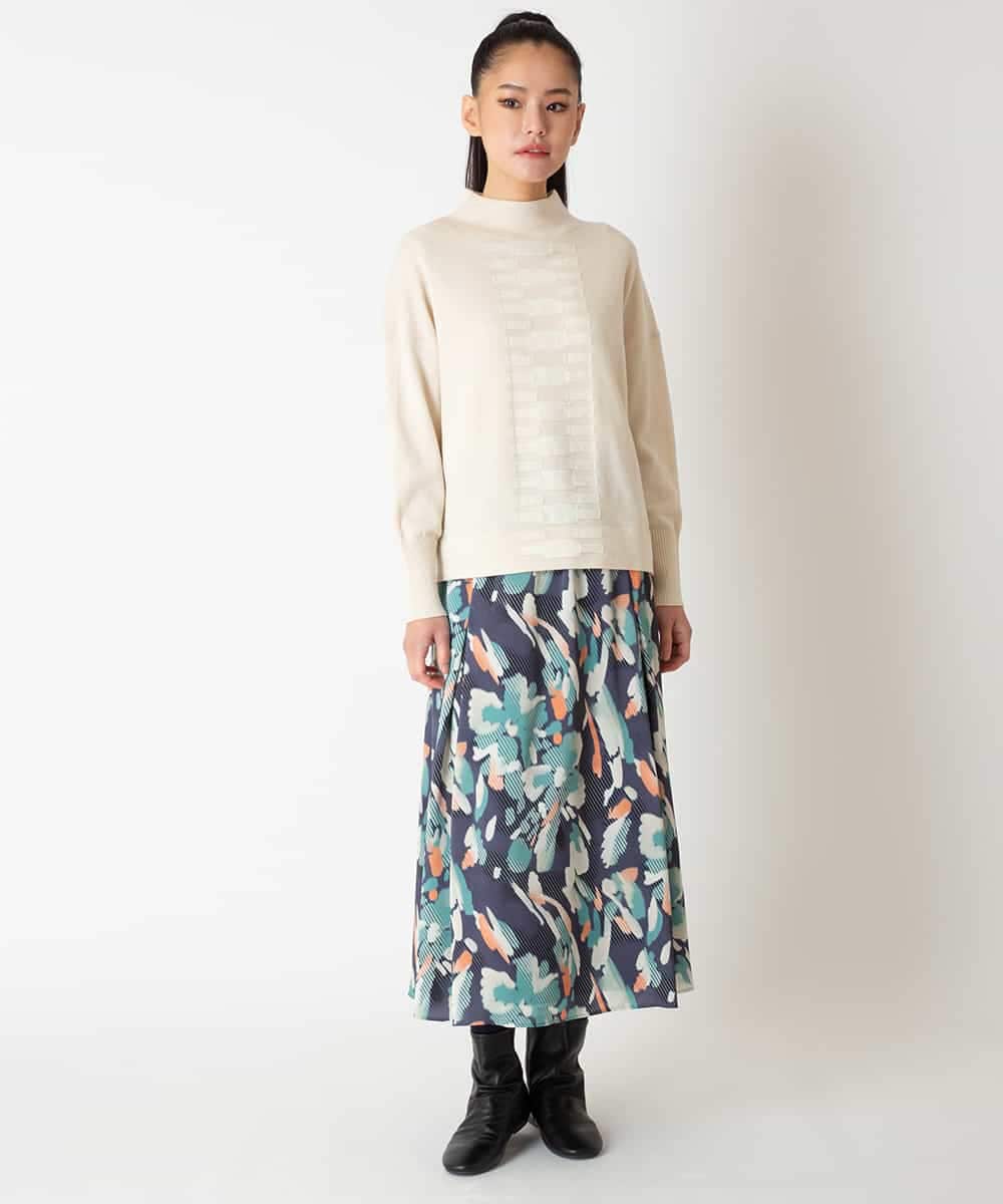 R6FAF66260 HIROKO BIS(小さいサイズ)(メゾン ドゥ サンク) 【小さいサイズ】幾何柄モチーフスパンコールニットプルオーバー グレー