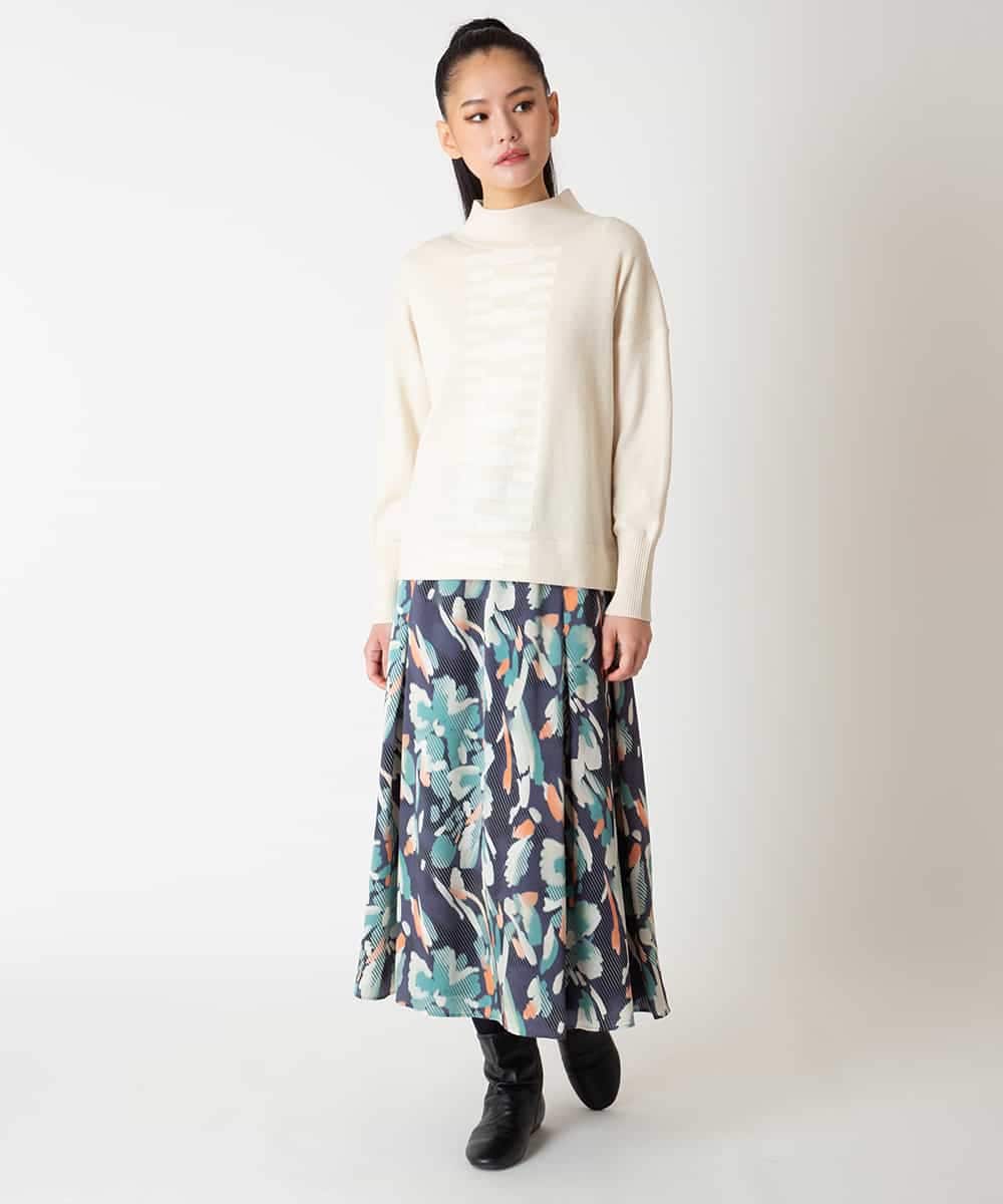 R6FAF66260 HIROKO BIS(小さいサイズ)(メゾン ドゥ サンク) 【小さいサイズ】幾何柄モチーフスパンコールニットプルオーバー グレー