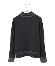 R6FAF67230 HIROKO BIS(小さいサイズ)(メゾン ドゥ サンク) 【小さいサイズ】ボーダーネックスパンコールニットプルオーバー グレー