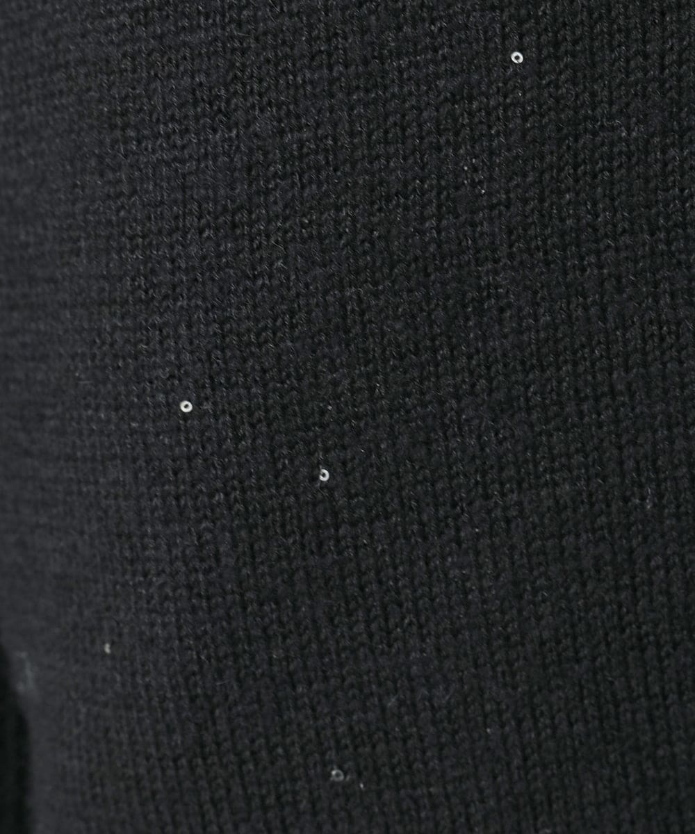 R6FAF67230 HIROKO BIS(小さいサイズ)(メゾン ドゥ サンク) 【小さいサイズ】ボーダーネックスパンコールニットプルオーバー グレー