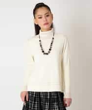 R6FAF67230 HIROKO BIS(小さいサイズ)(メゾン ドゥ サンク) 【小さいサイズ】ボーダーネックスパンコールニットプルオーバー アイボリー