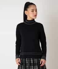 R6FAF67230 HIROKO BIS(小さいサイズ)(メゾン ドゥ サンク) 【小さいサイズ】ボーダーネックスパンコールニットプルオーバー グレー