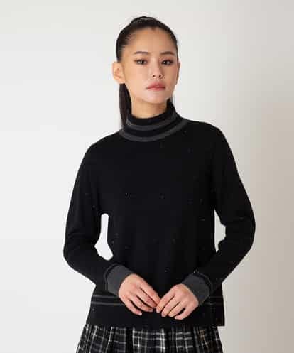 R6FAF67230  【小さいサイズ】ボーダーネックスパンコールニットプルオーバー