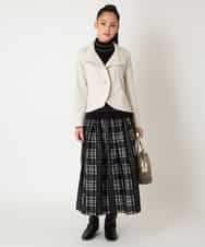 R6FAF67230 HIROKO BIS(小さいサイズ)(メゾン ドゥ サンク) 【小さいサイズ】ボーダーネックスパンコールニットプルオーバー グレー