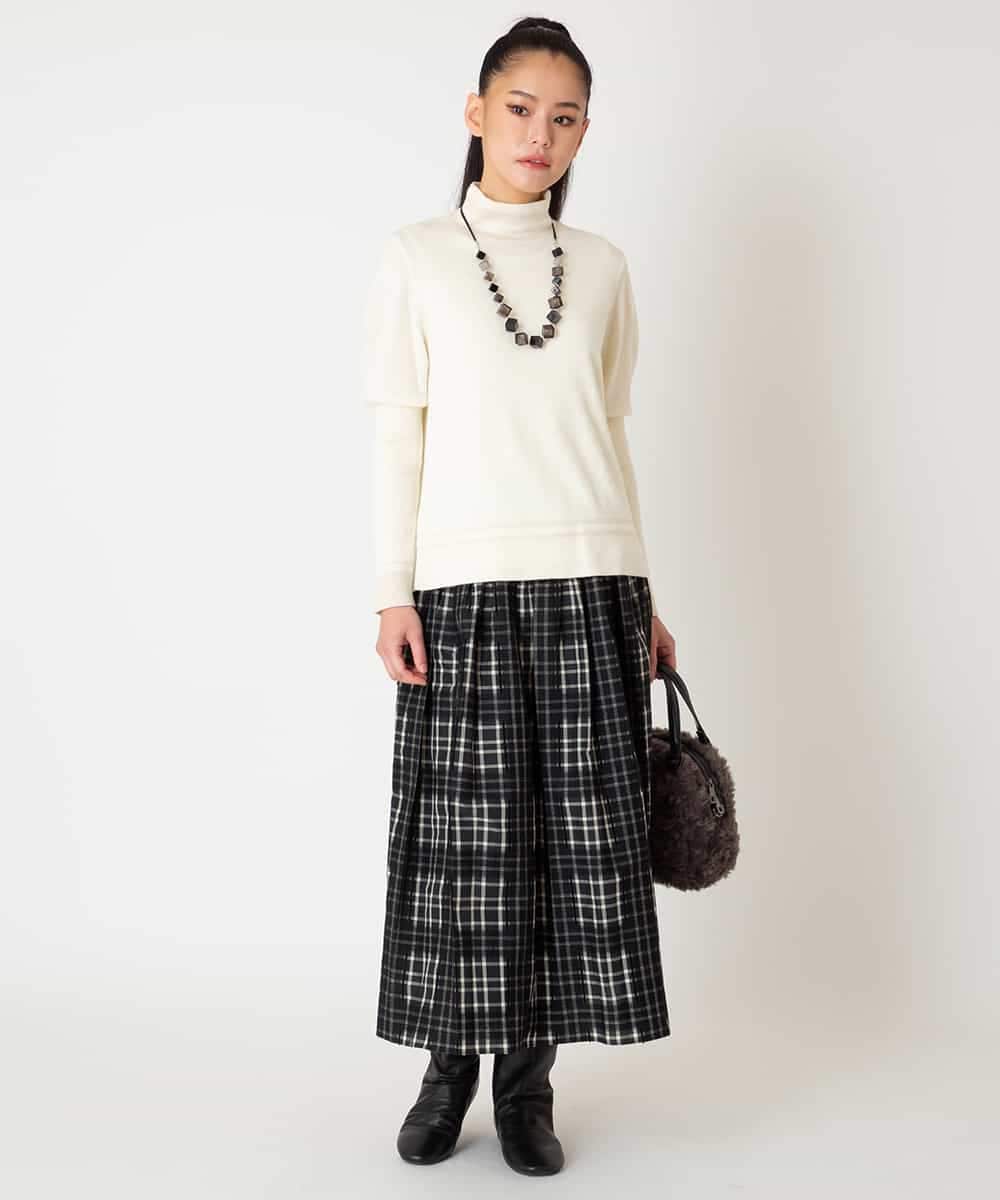 R6FAF67230 HIROKO BIS(小さいサイズ)(メゾン ドゥ サンク) 【小さいサイズ】ボーダーネックスパンコールニットプルオーバー グレー