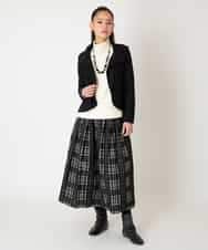 R6FAF67230 HIROKO BIS(小さいサイズ)(メゾン ドゥ サンク) 【小さいサイズ】ボーダーネックスパンコールニットプルオーバー グレー