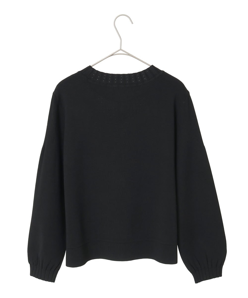 R6FAF70430 HIROKO BIS(小さいサイズ)(メゾン ドゥ サンク) 【小さいサイズ】レースドッキングニットカーディガン ブラック