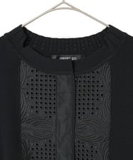 R6FAF70430 HIROKO BIS(小さいサイズ)(メゾン ドゥ サンク) 【小さいサイズ】レースドッキングニットカーディガン ブラック