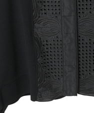 R6FAF70430 HIROKO BIS(小さいサイズ)(メゾン ドゥ サンク) 【小さいサイズ】レースドッキングニットカーディガン ブラック