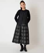 R6FAF70430 HIROKO BIS(小さいサイズ)(メゾン ドゥ サンク) 【小さいサイズ】レースドッキングニットカーディガン ブラック